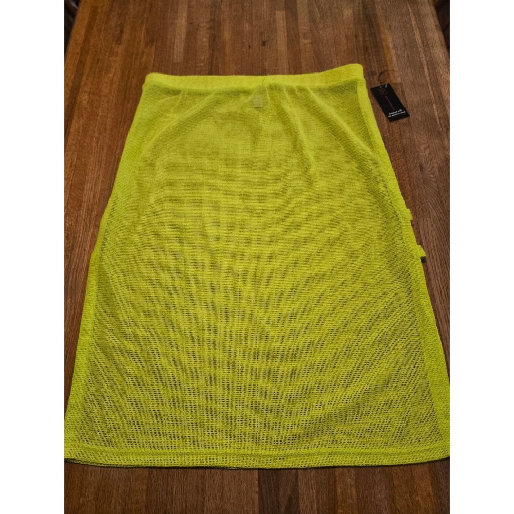 No Boundaries Junior XXL Neon Yellow Mesh Swim Cover Up Ladder Side Slit Skirt